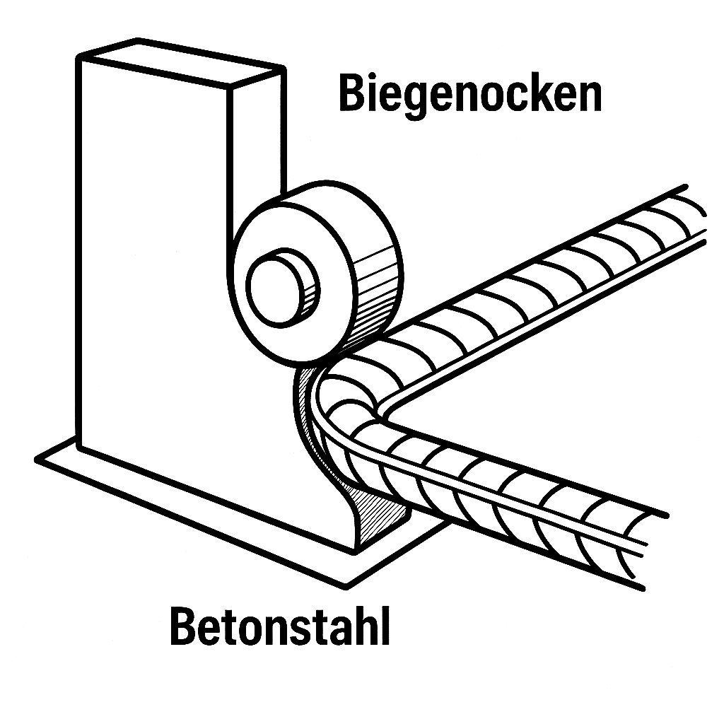 Biegenocken sind Bestandteile von Biegemaschinen zur Betonstahlverarbeitung. Sie dienen als beweglicher Formgeber, um Betonstahl zu biegen.